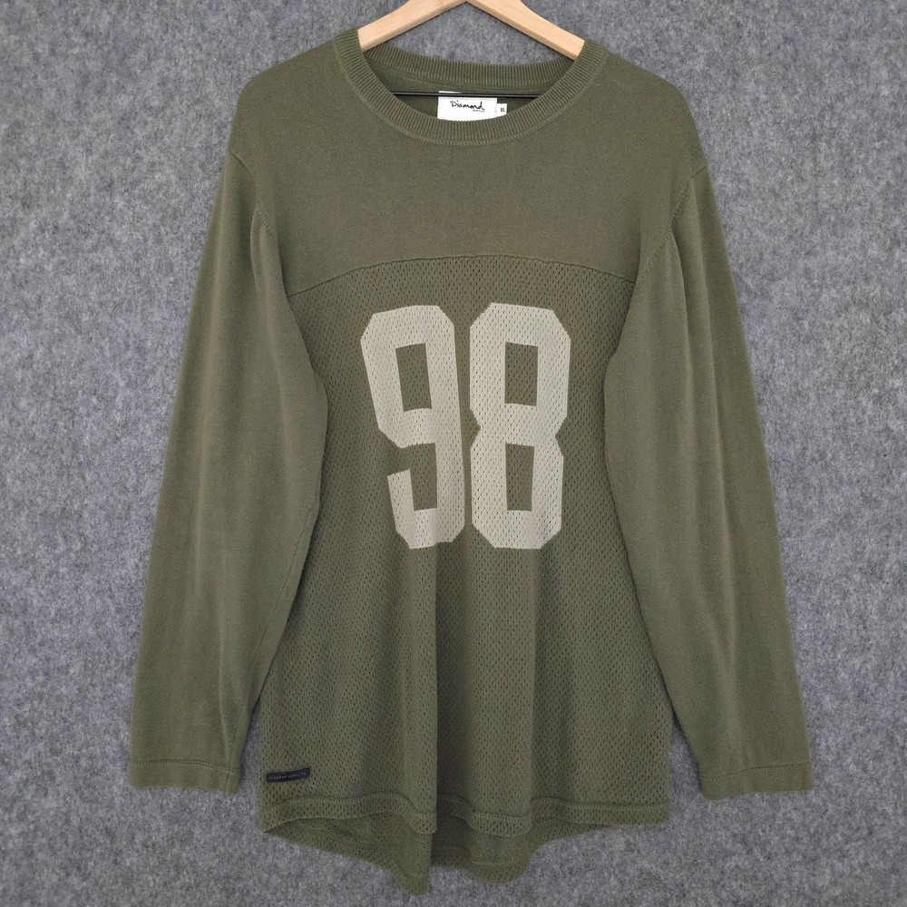 Diamond Supply Co. Shirt Mens XL Green Mesh 98 Jersey Long Sleeve Tee Top